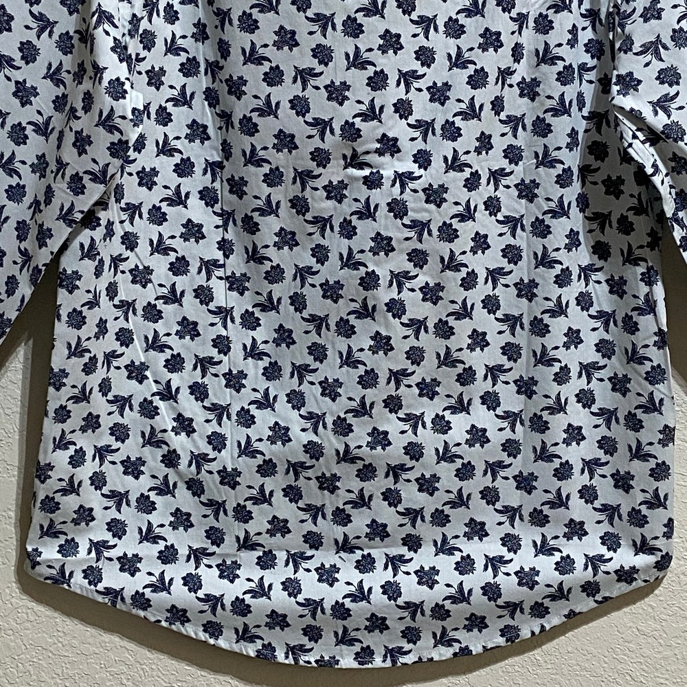 Club Room Men's Size Small Long Sleeve Button Up Shirt Blue Floral Pattern NEW - Picture 7 of 13